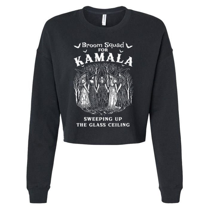 Broom Squad For Kamala Sweeping Up The Glass Ceiling Cropped Pullover Crew