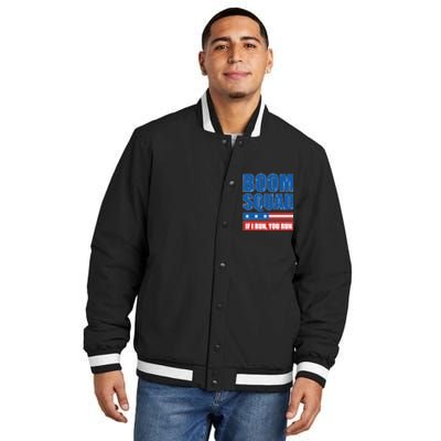 Boom Squad Fireworks Director 4th Of July Insulated Varsity Jacket