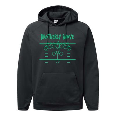 Brotherly Shove Football Mom Funny Football Fan Vintage Performance Fleece Hoodie