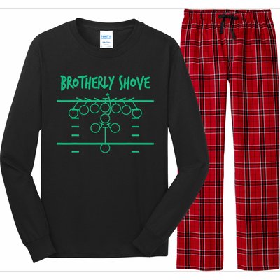 Brotherly Shove Football Mom Funny Football Fan Vintage Long Sleeve Pajama Set