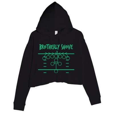 Brotherly Shove Football Mom Funny Football Fan Vintage Crop Fleece Hoodie