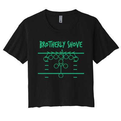 Brotherly Shove Football Mom Funny Football Fan Vintage Women's Crop Top Tee