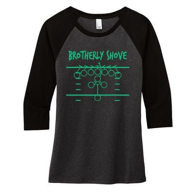 Brotherly Shove Football Mom Funny Football Fan Vintage Women's Tri-Blend 3/4-Sleeve Raglan Shirt