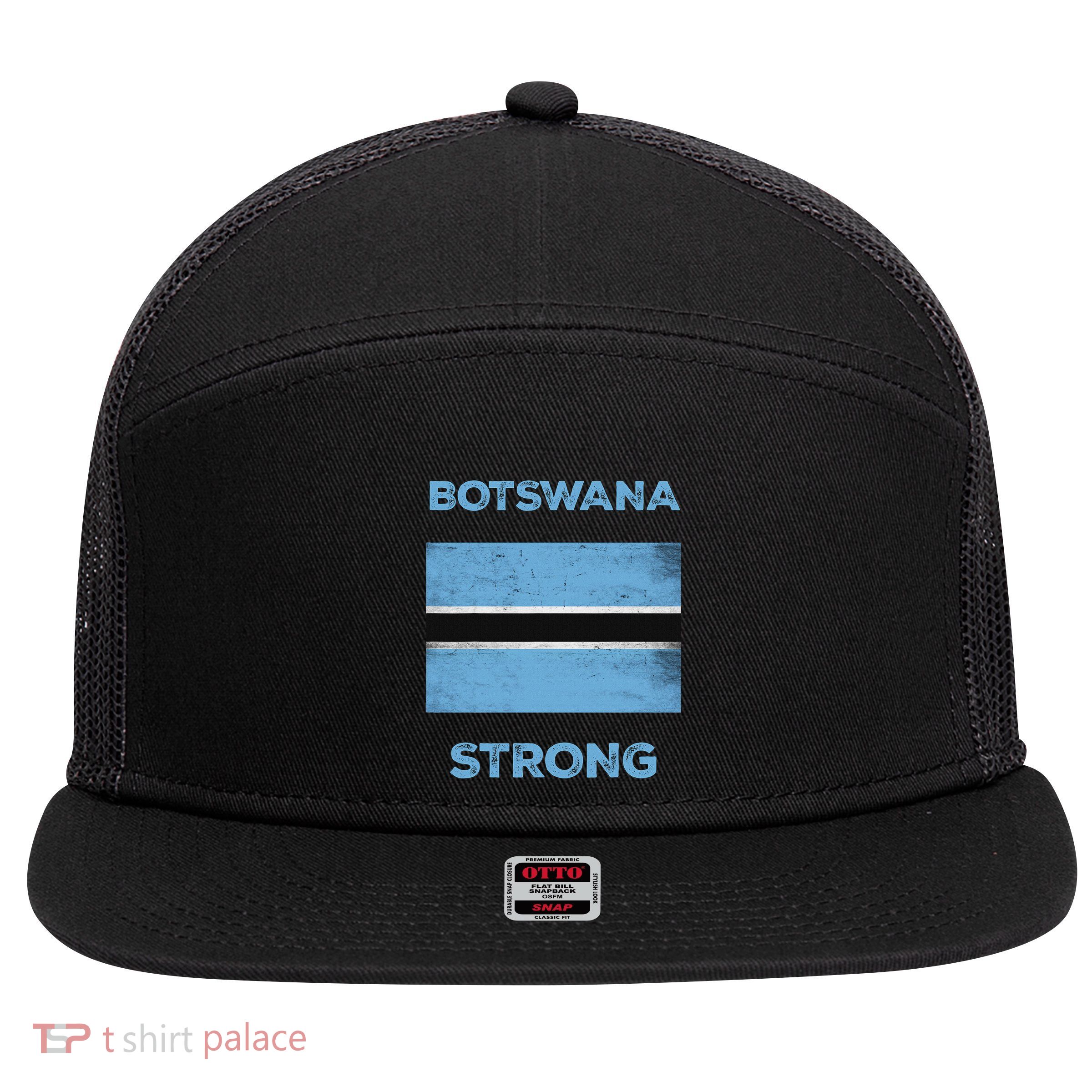 Botswana Strong Flag Of Botswana Country Of Botswana 7 Panel Mesh Trucker Snapback Hat