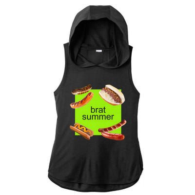 Brat Summer Funny Hot Dog Bratwurst Summer Ladies PosiCharge Tri-Blend Wicking Draft Hoodie Tank