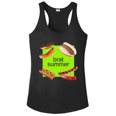 Brat Summer Funny Hot Dog Bratwurst Summer Ladies PosiCharge Competitor Racerback Tank