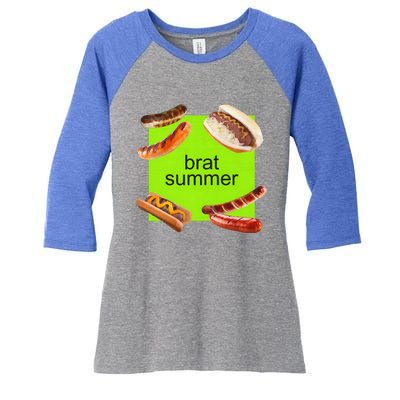 Brat Summer Funny Hot Dog Bratwurst Summer Women's Tri-Blend 3/4-Sleeve Raglan Shirt