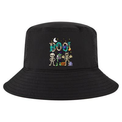 Boo! Spooky Funny Halloween Mummy Skeleton Pumpkin Apparel Cool Comfort Performance Bucket Hat
