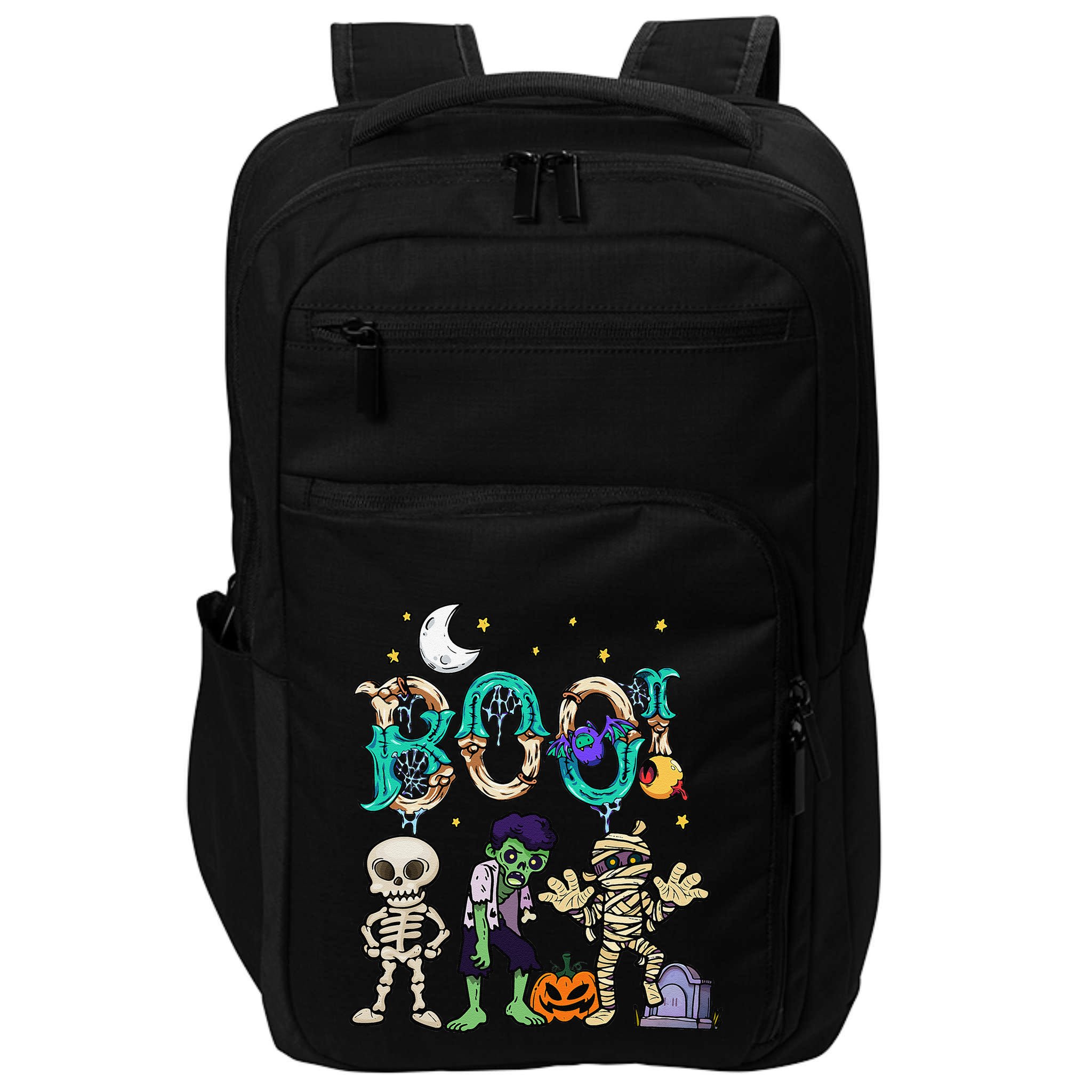 Boo! Spooky Funny Halloween Mummy Skeleton Pumpkin Apparel Impact Tech Backpack
