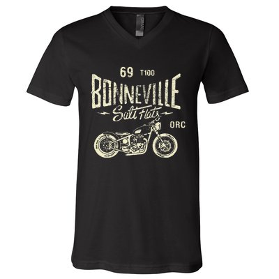 Bonneville Salt Flats Motorcycle Racing Gift V-Neck T-Shirt