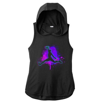 Basketball Sports Fan Player Slam Dunk Ns Ladies PosiCharge Tri-Blend Wicking Draft Hoodie Tank