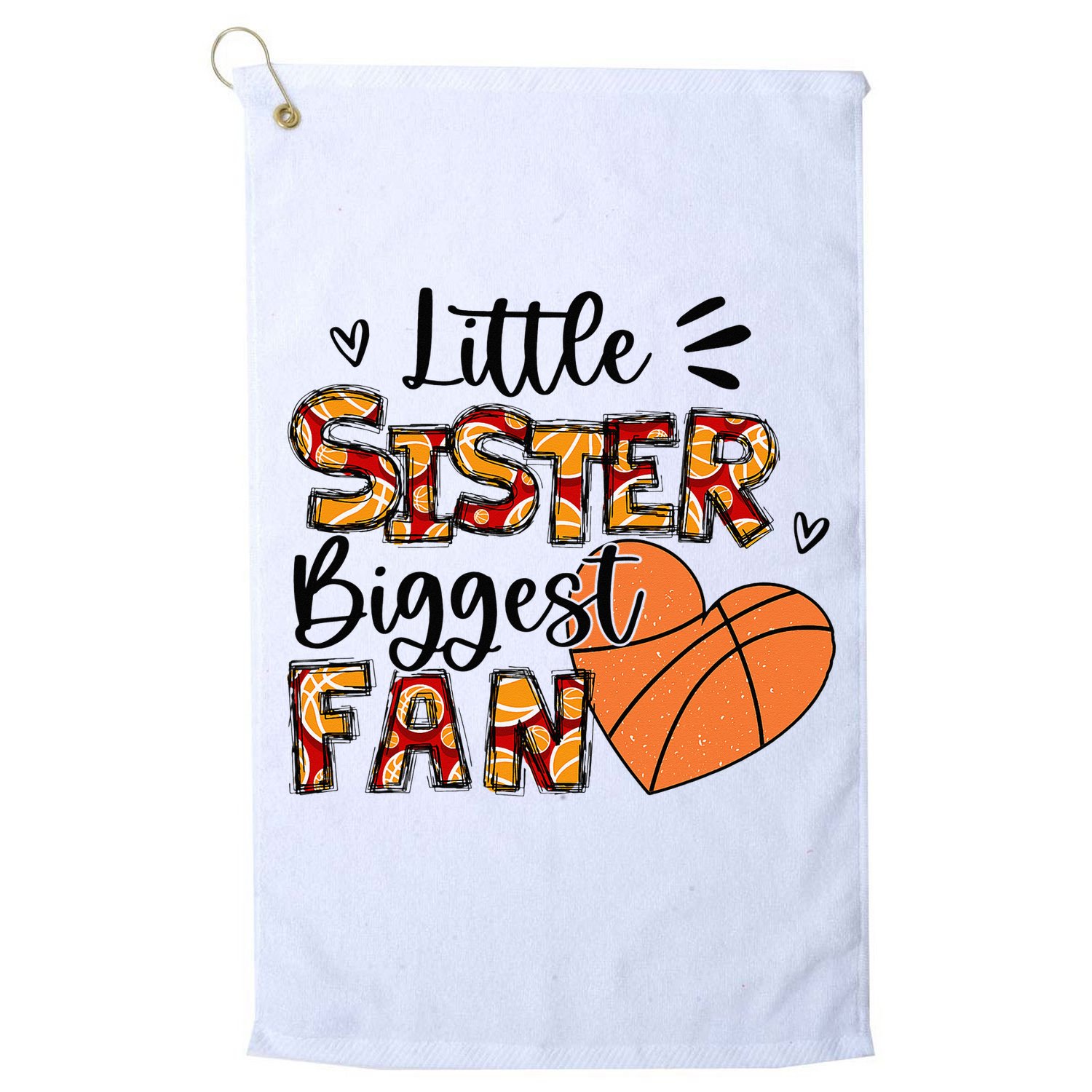 Basketball Sister Funny Little Sister Biggest Fan Golf Towel