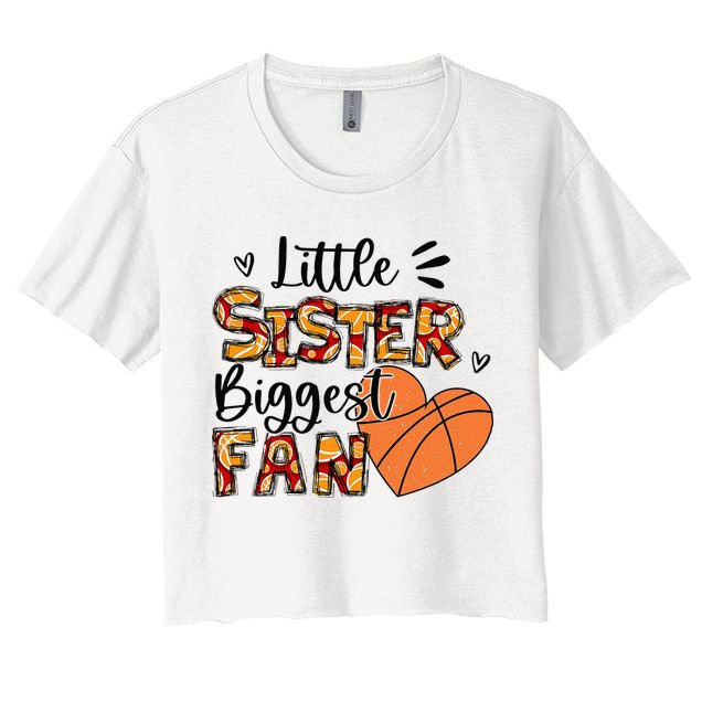 Basketball Sister Funny Little Sister Biggest Fan Crop Top
