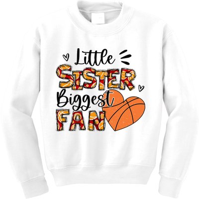 Basketball Sister Funny Little Sister Biggest Fan Kids Sweatshirt