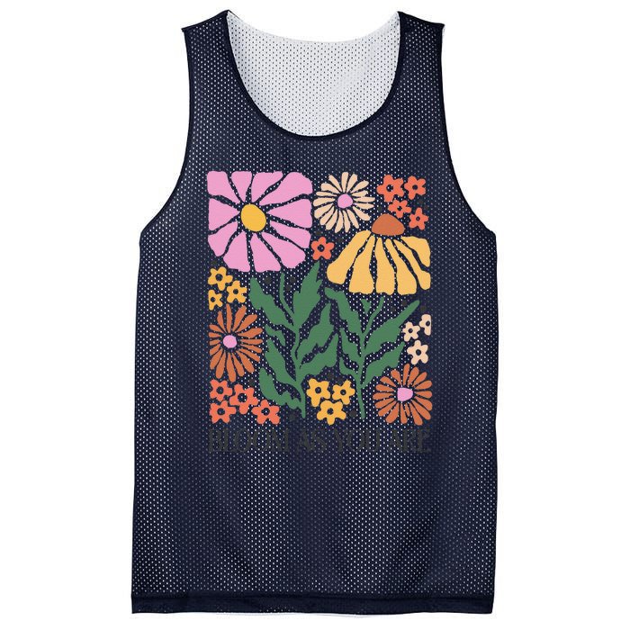 Boho Summer Flower Botanical Nature Lover Floral Wildflower Mesh Reversible Basketball Jersey Tank