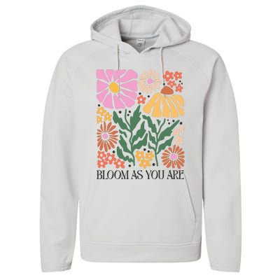 Boho Summer Flower Botanical Nature Lover Floral Wildflower Performance Fleece Hoodie