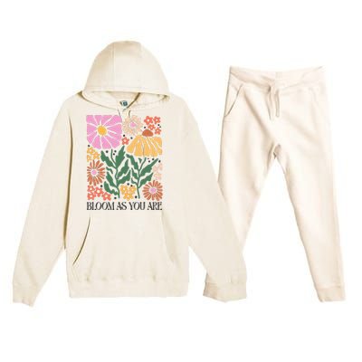 Boho Summer Flower Botanical Nature Lover Floral Wildflower Premium Hooded Sweatsuit Set