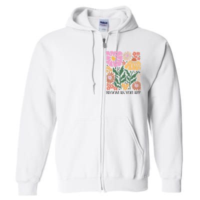 Boho Summer Flower Botanical Nature Lover Floral Wildflower Full Zip Hoodie