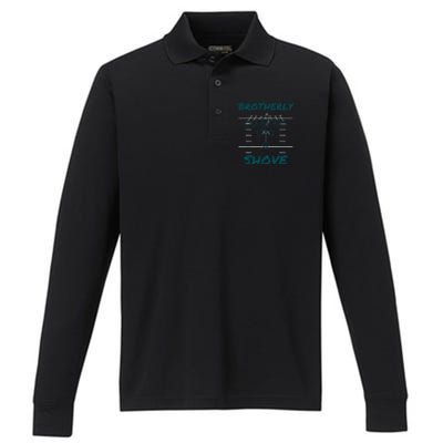 Brotherly Shove Funny Football Performance Long Sleeve Polo