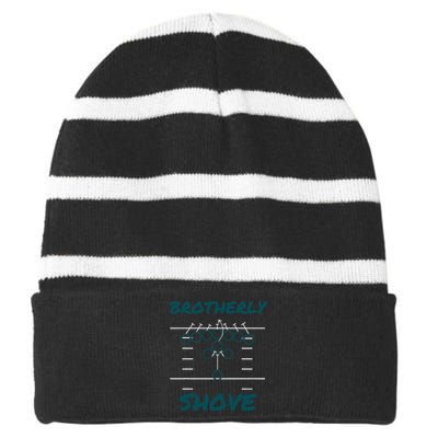 Brotherly Shove Funny Football Striped Beanie with Solid Band