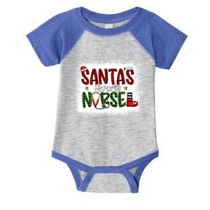 Bleached Santas Favorite Nurse Elf Plaid Xmas Scrub Top Gift Infant Baby Jersey Bodysuit