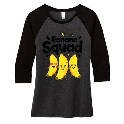 Banana Squad Funny Men Women Boy Vegan Fruit Food Lovers Women's Tri-Blend 3/4-Sleeve Raglan Shirt