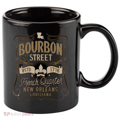 Bourbon Street French Quarter New Orleans Vintage Souvenir 11oz C Handle Ceramic Mug