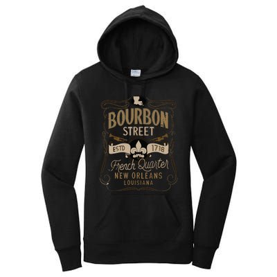 Bourbon Street French Quarter New Orleans Vintage Souvenir Women's Pullover Hoodie