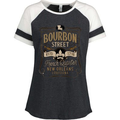 Bourbon Street French Quarter New Orleans Vintage Souvenir Enza Ladies Jersey Colorblock Tee