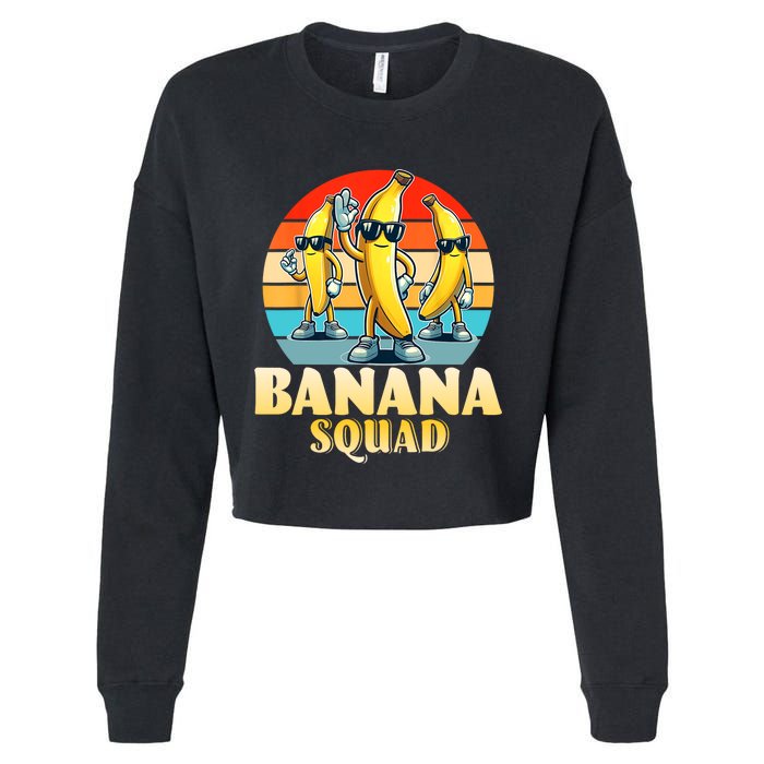 Banana Squad Funny Yellow Banana Lover Fruit Cropped Pullover Crew