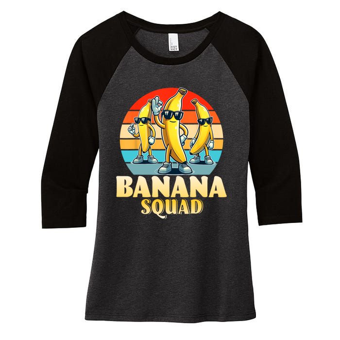 Banana Squad Funny Yellow Banana Lover Fruit Women's Tri-Blend 3/4-Sleeve Raglan Shirt