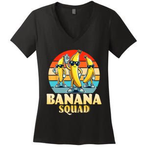 Banana Squad Funny Yellow Banana Lover Fruit Women's V-Neck T-Shirt