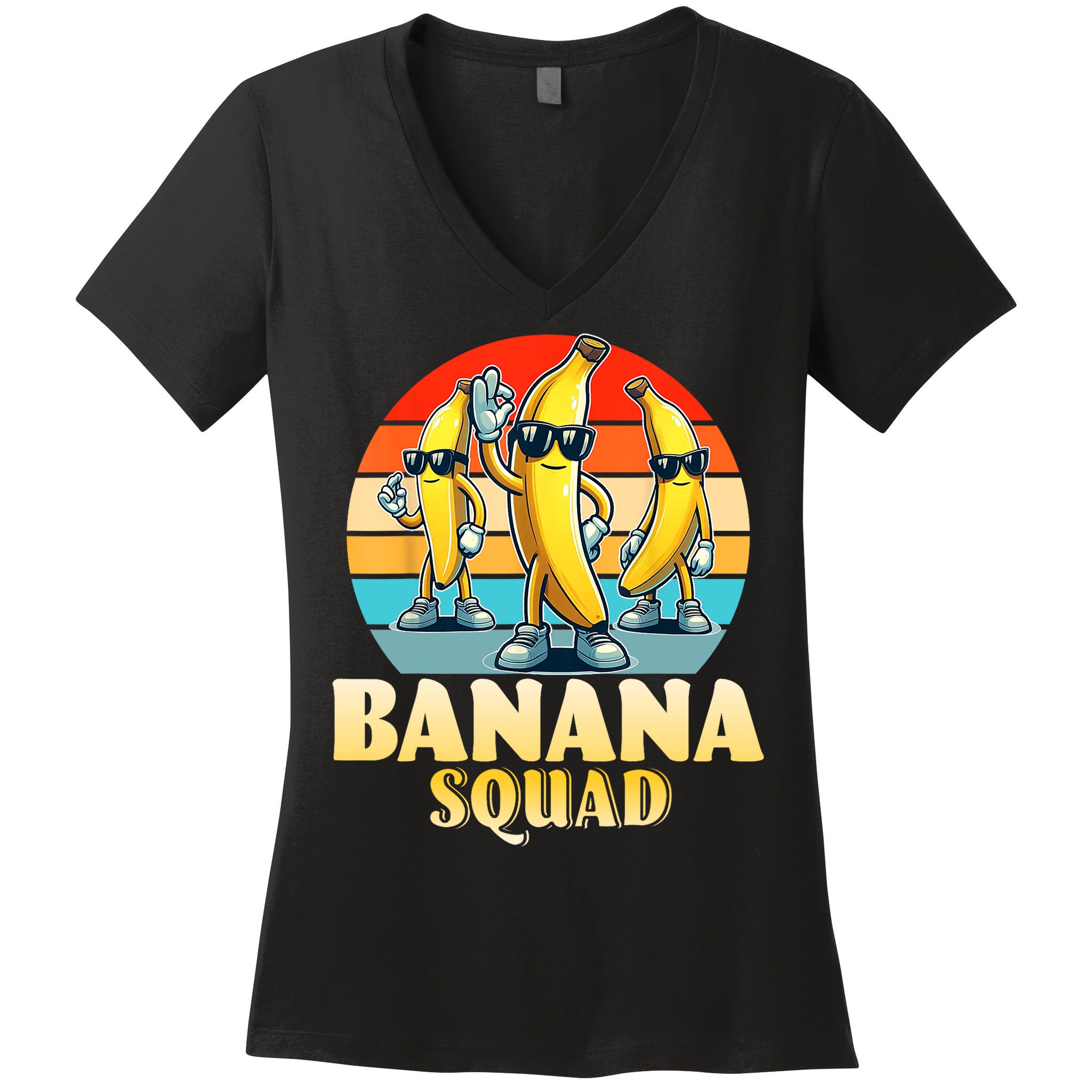 Banana Squad Funny Yellow Banana Lover Fruit Women's V-Neck T-Shirt