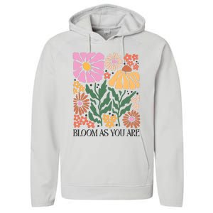 Boho Summer Flower Botanical Nature Lover Floral Wildflower Performance Fleece Hoodie