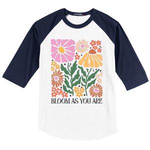 Boho Summer Flower Botanical Nature Lover Floral Wildflower Baseball Sleeve Shirt