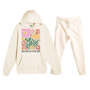 Boho Summer Flower Botanical Nature Lover Floral Wildflower Premium Hooded Sweatsuit Set