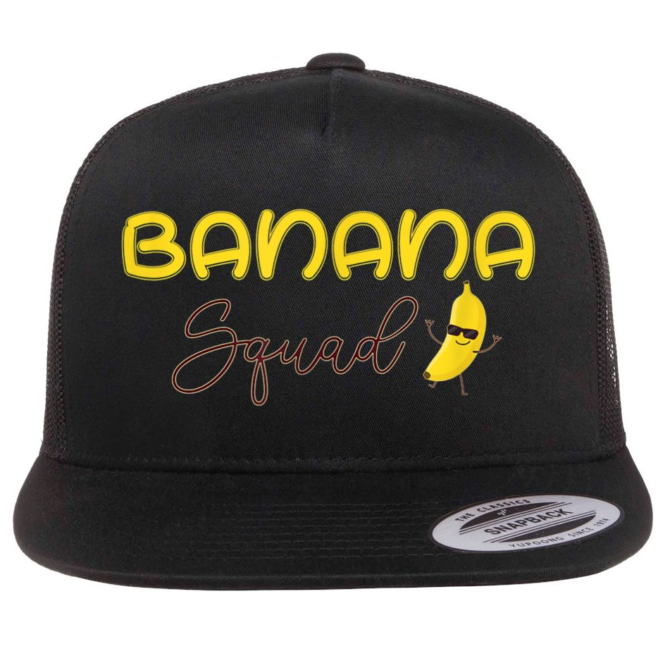 Banana Squad Funny Banana Outfit Fruit Lover Gift Flat Bill Trucker Hat