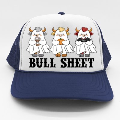 Bull Sheet Ghost Cow Halloween Funny This Is Bull Sheet Trucker Hat