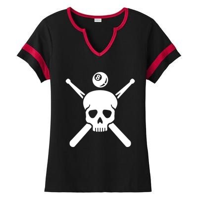 Billiards Skull Gift Ladies Halftime Notch Neck Tee