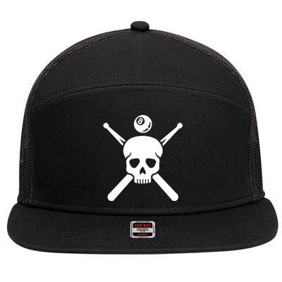 Billiards Skull Gift 7 Panel Mesh Trucker Snapback Hat