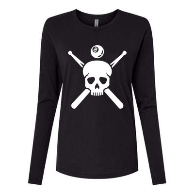 Billiards Skull Gift Womens Cotton Relaxed Long Sleeve T-Shirt