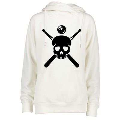 Billiards Skull Gift Womens Funnel Neck Pullover Hood