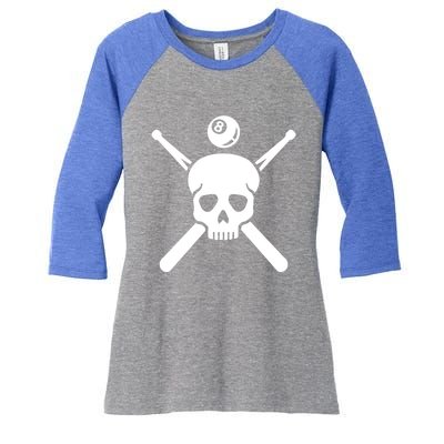 Billiards Skull Gift Women's Tri-Blend 3/4-Sleeve Raglan Shirt