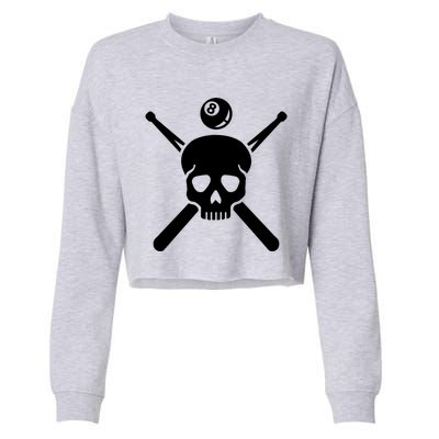 Billiards Skull Gift Cropped Pullover Crew