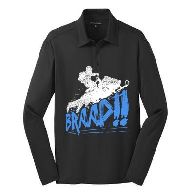 Braap Snowmobiling Gift Cool Snowmobile Driver Gift Silk Touch Performance Long Sleeve Polo