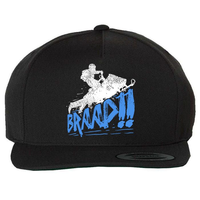 Braap Snowmobiling Gift Cool Snowmobile Driver Gift Wool Snapback Cap