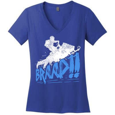 Braap Snowmobiling Gift Cool Snowmobile Driver Gift Women's V-Neck T-Shirt