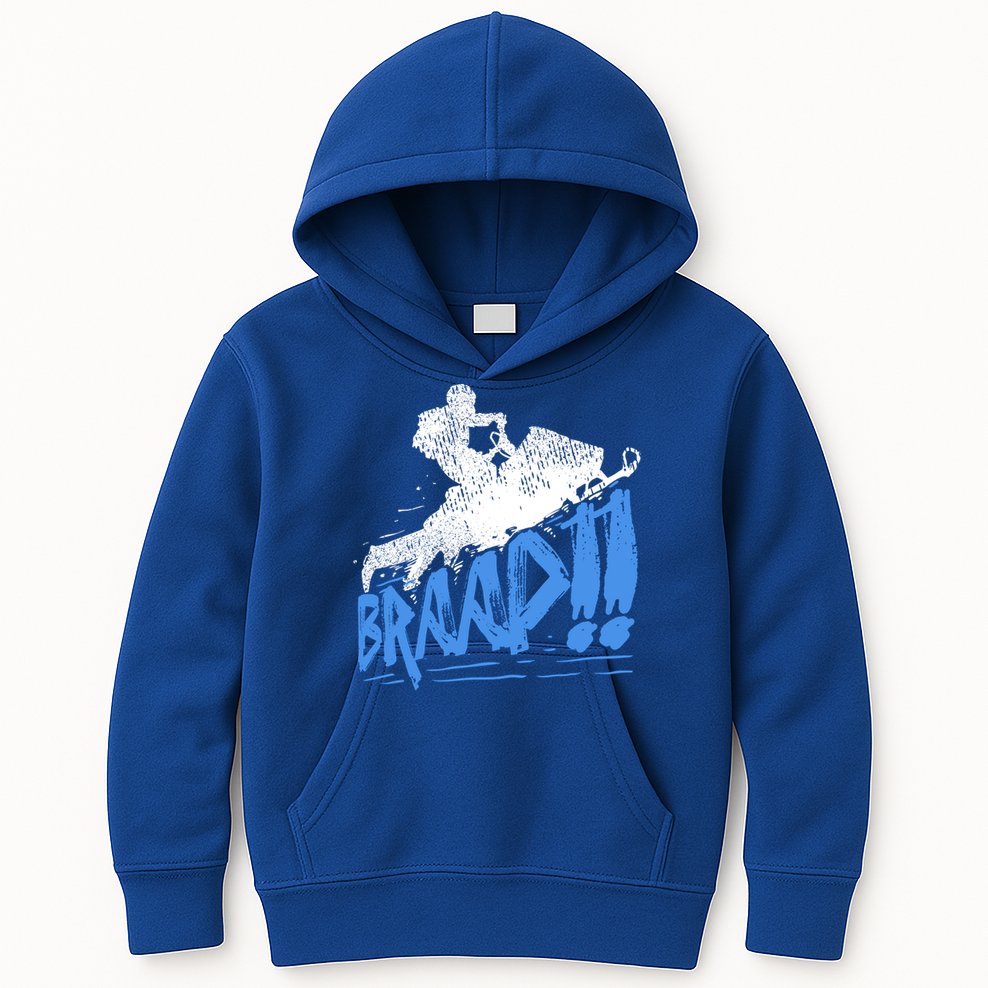 Braap Snowmobiling Gift Cool Snowmobile Driver Gift Kids Hoodie