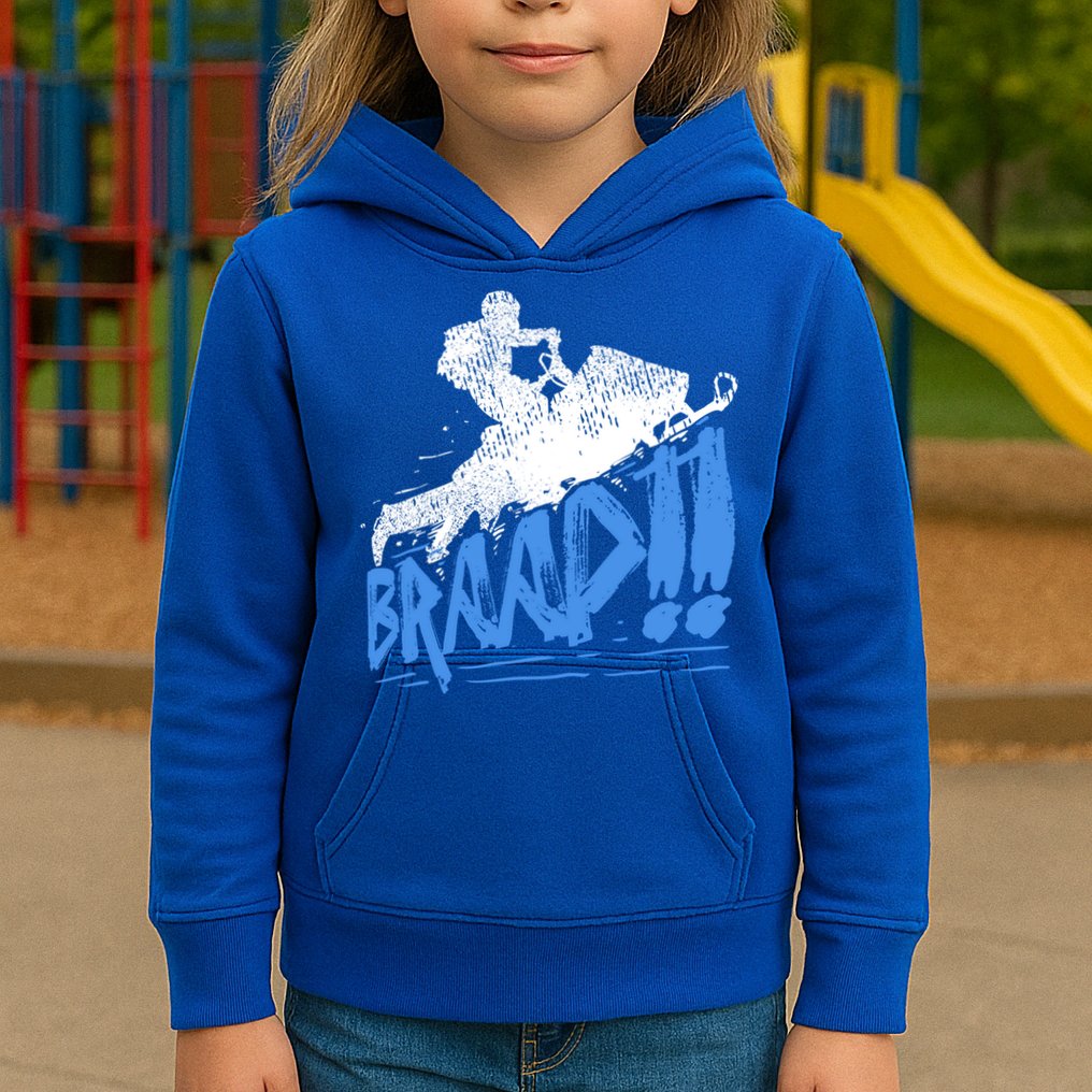 Braap Snowmobiling Gift Cool Snowmobile Driver Gift Kids Hoodie