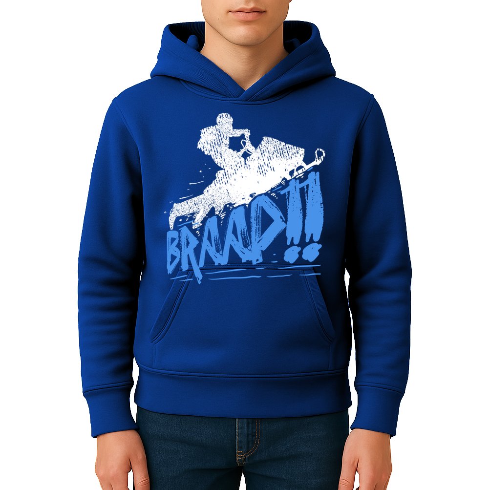 Braap Snowmobiling Gift Cool Snowmobile Driver Gift Kids Hoodie